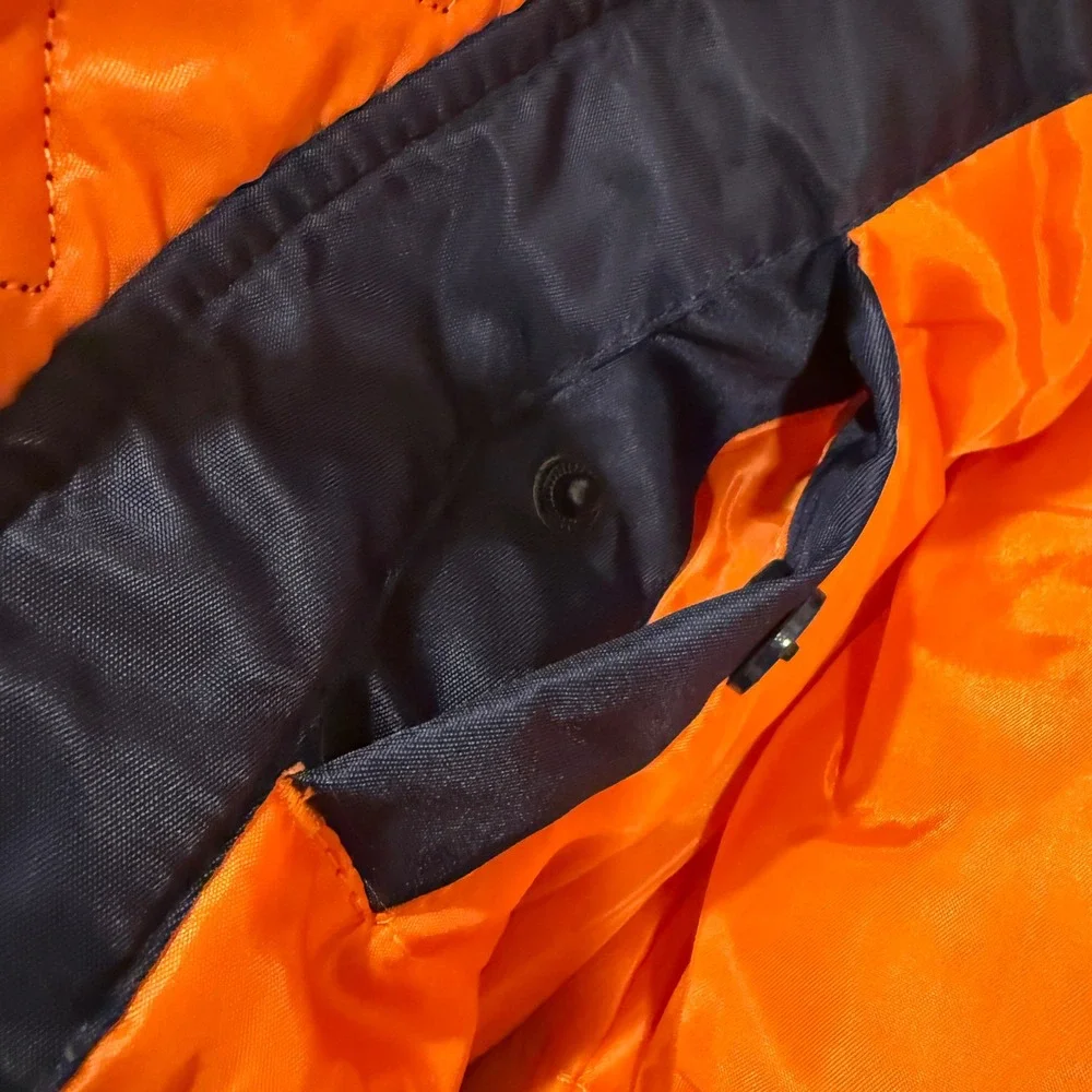 Kids Tommy Top‎ Gun Bomber Jacket Navy Blue Orange Lined Patches Size 2T